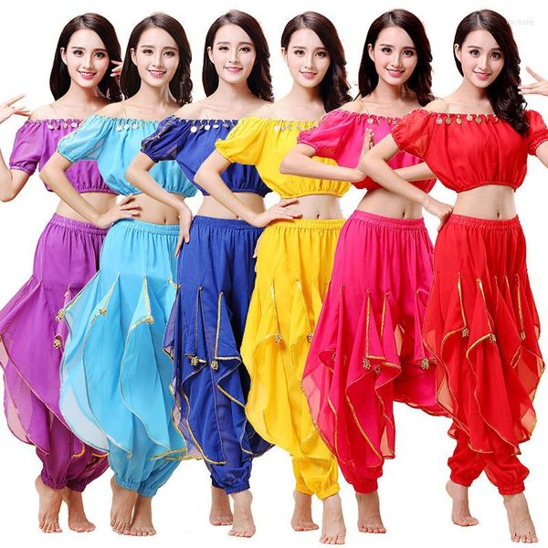 Abbigliamento da palcoscenico Costume da danza del ventre da donna Set di abiti da ballo di Bollywood orientale per adulti