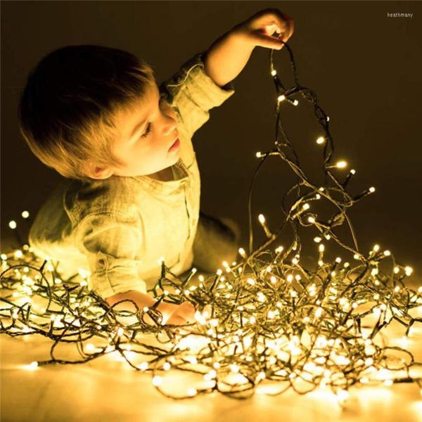 Dizeler Thrisdar 10m 80 LED String Peri Light Siyah Tel Açık Tatil Düğün Noel Çelenk AC 220V AB Fiş