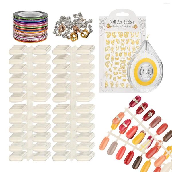Kits de arte unhas dicas falsas planas para amostras Organizando placas de exibição coloridas pregos adesivos tiras decorativas