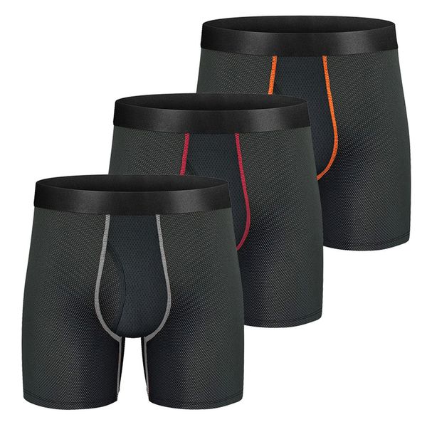 Underpants 3pcs Установите длинные боксерские шорты мужчины трусики сетки с мешами мужского нижнего белья для сексуальной боксерской коробки Homme Gay 230519