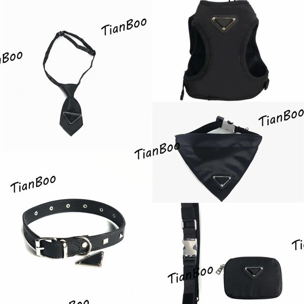 Designer-Hundeleinen-Set, Nylon-Hundehalsbänder, verstellbare Haustiergeschirre, Krawatte für kleine, mittelgroße Hunde, Katzen, französische Bulldogge, schwarzes Geschirr