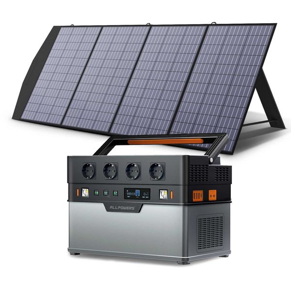 AllPowers portátil Power Power Station 700W / 1500W Geradores ao ar livre 110/230V Backup de bateria com celular 200W Solarpanel