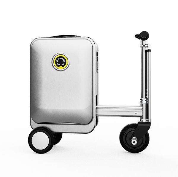 Elektrischer Koffer mit Rahmen aus Aluminiumlegierung, Reitkoffer, Reitgepäck, elektrischer Trolley, Luftrad, schwarz-rosa, gleicher Stil
