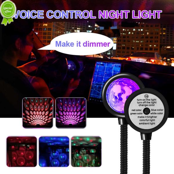 New Car LED Ambient Lamp Roof Star Light Interior Luci a comando vocale Proiettore Decorazione USB Luce notturna multicolore