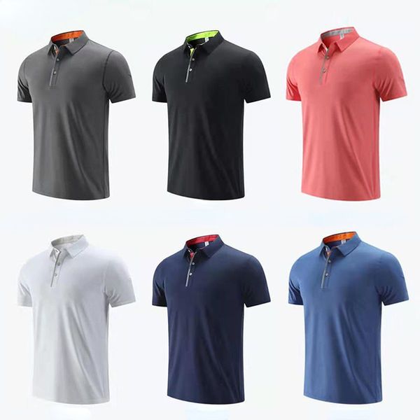 Polo da uomo all'aperto LU Polo da uomo ad asciugatura rapida traspirante Top corto da uomo manica corta alta quantità LU Yoga Outfit