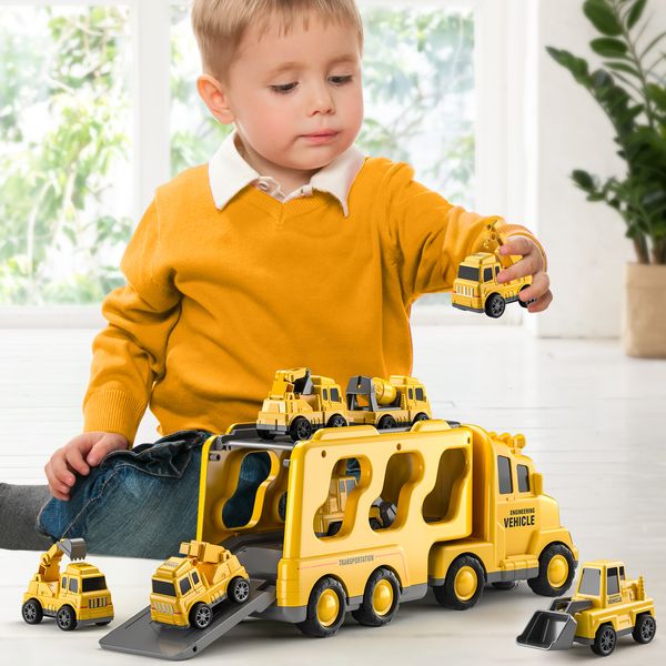 Diecast Model TEMI Truck Toys Veicoli di ingegneria Escavatore Bulldozer Set Kids Eonal Boys For 230518