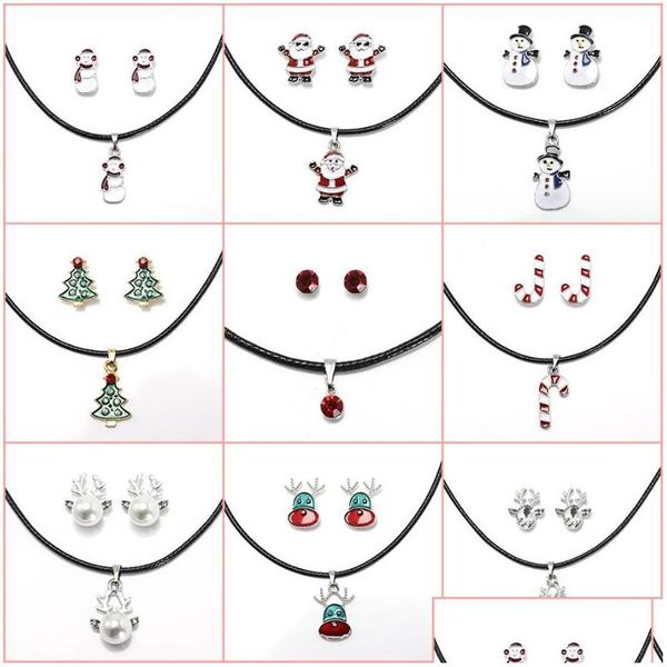 Подвесные ожерелья рождественские подарочные серьги Дерево Санта -Клаус Олени снеговик