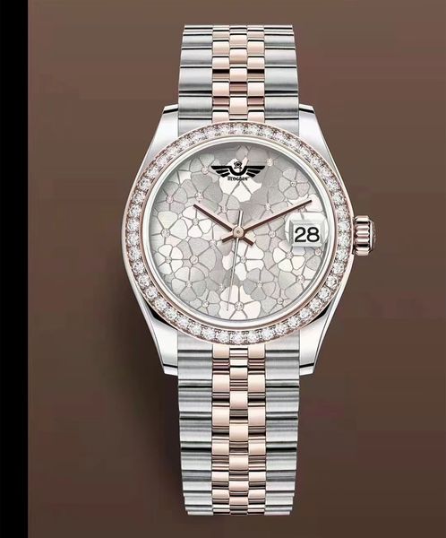 Orologio da donna New Style 31mm 278381 Sapphire 24 Diamond Dail Orologi da donna Movimento meccanico automatico Orologio da polso da donna in oro rosa bicolore 18 carati Scatola originale