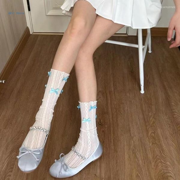 Mulheres meias estilo japonês estilo doce esbelto renda tornozelo princesa