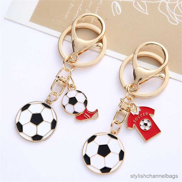 Keychains Metal Football Keychain com Jersey Sneaker Pendents Soccer Key Ring Creative Sporting Chain Key Fãs de Chave