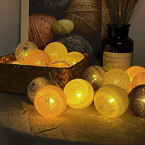 Saiten Baumwolle Ball Licht String Fee Weihnachten Girlande Lampe mit Fernbedienung Home Decor 3M 20 LED Urlaub Für hochzeitLED