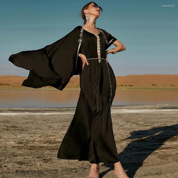 Roupas étnicas abayas muçulmanos para mulheres capa preto longa saia dubai moda moda do leste de praia de praia manto marroquino