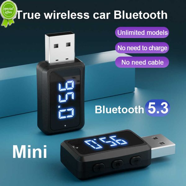 New Car Bluetooth 5.3 FM02 Mini Ricevitore trasmettitore USB con display a LED Chiamata in vivavoce Kit per auto Audio wireless automatico per radio Fm