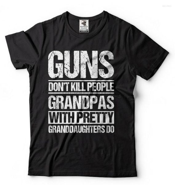 Herren-T-Shirts, Opa-T-Shirt, Waffen töten keine Menschen, Großvater, Enkelin, Geschenk, lustiges T-Shirt