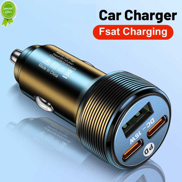 Новый 3 в 1 USB Type C PD 5V 3A Car Charger Fast Зарядка DC 15W Автозарядная адаптер на открытые автомобильные комплекты взимание для мобильного телефона