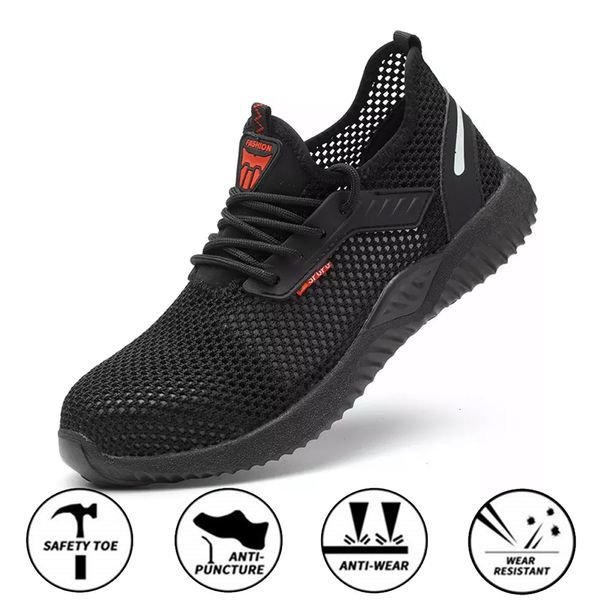 Safety Shoes Summer Men Work Shoes Breathable Mesh Safety Work Shoes Men's Steel Toe Cap Safety shoe Shoes Light Workplace Casual Sport Shoes 230519