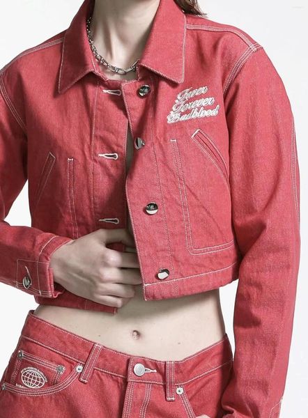 Женские куртки Badblood Spring и Summer Style Fashion Build Simple Thin Thin High Street Crasual Retro Woman Color Denim Jacket