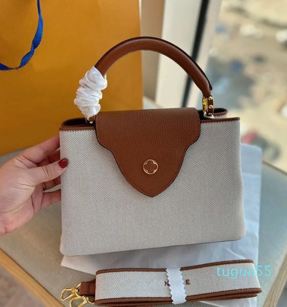 Designer-Women 2023 Totes Bag Canvas Fashion Handle Purse Crossbody Mini Brown Shopping Sacols