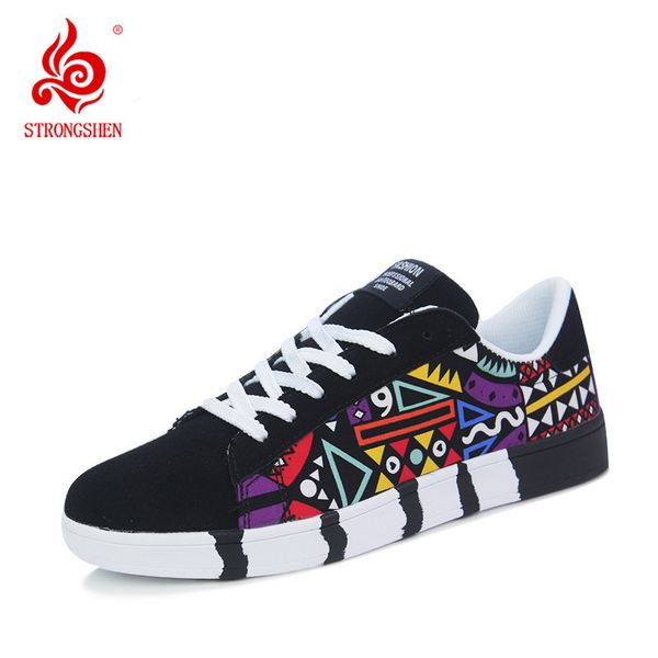 Scarpe eleganti STRONGSHEN Scarpe da uomo Casual Scarpe vulcanizzate maschili Sneakers Uomo Moda Casual Lace-Up Colorful Canvas Sport Graffiti board Shoes 230519