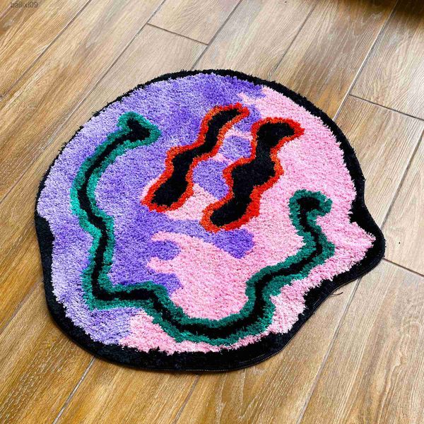 Trippy Smile Rug Trippy Facemade Custom Rug Tufted Smile Dired Gift Friend Geek Giek Def Decor Гостиная Ковер T230519