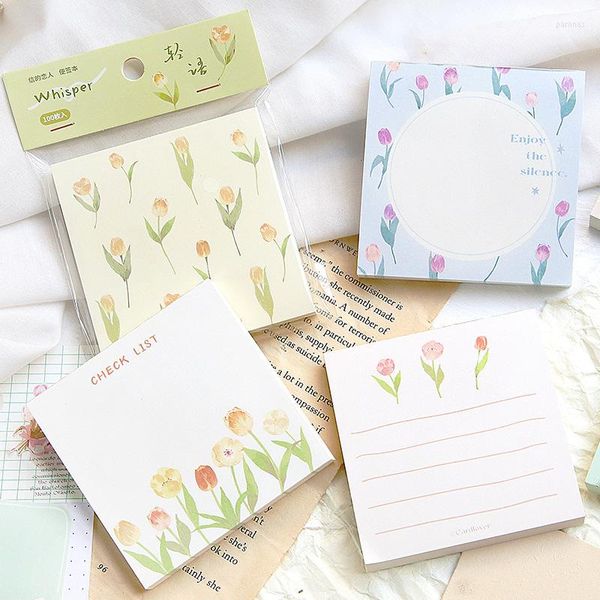 Fogli/confezione Kawaii Cute Flower Tulip Memo Pad Note Paper Agenda Elenco Notepad Diario Cancelleria Forniture per ufficio scuola Sl3289