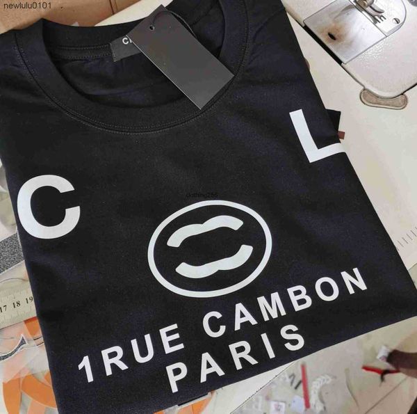 Gelişmiş Versiyon Kadın T-Shirt Fransa Modaya Giyim C Mektup Grafik Baskı Çift Moda Pamuk Yuvarlak Boyun Koç Koç Kanalı 3xl 4xl Kısa Kollu Üstler Tees01