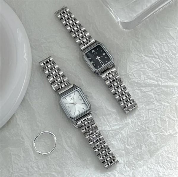 Erstklassige Damenuhr, leicht, luxuriös, modisch, Quarzstein, Material: Stahlband, 36 mm, kleine quadratische Damenuhr, AAA-Gif