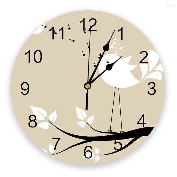 Wanduhren Baum Zweig Vogel Musiknote Uhr Home Decor Schlafzimmer Silent Oclock Uhr Digital für Kinderzimmer