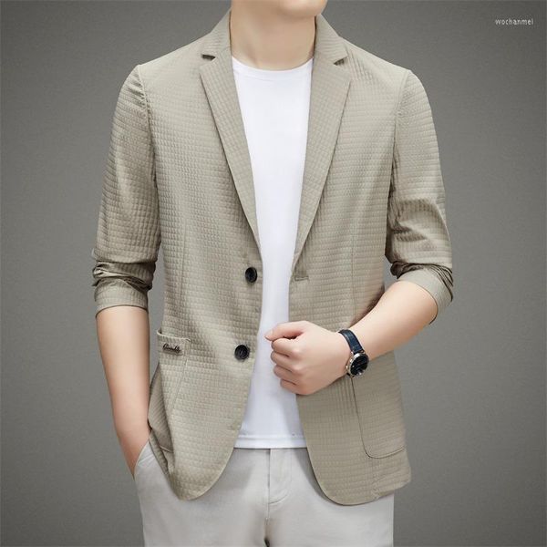 Herrenanzüge Frühling und Sommer Luxus Herren Blazer Jacke 2023 Smart Casual Klassisch Slim Fit Anzug Mantel Marke Herrenbekleidung Khaki Weiß