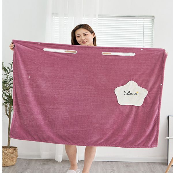 Полотенце для ванны плюс размер носимый микроволокновый халат, дамы, дамы, мягкие банные полотенца Дома