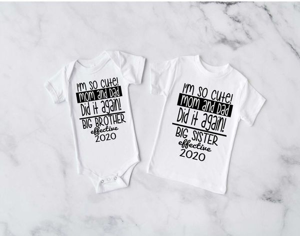 Roupas da família sou tão fofo. Mamãe e papai fizeram de novo irmã e irmão. Eles anunciaram que as camisetas de roupas e tecidos familiares estavam grávidas G220519