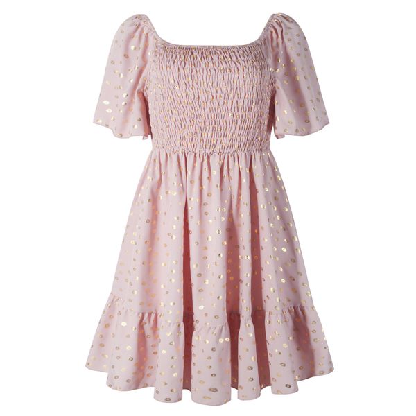 Plus Size Kleider Damen L-4XL Rosa Großes Plus Size Kleid Sommer Allover Print Volantärmel Rüschensaum Tunika Elegantes Kleid Süße Kleidung 230519