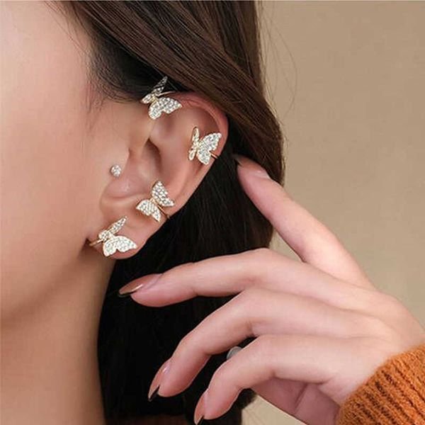 Charm JWER New Elegant Advanced Butterfly Earbone Clip Accessori dolci coreani Gancio per l'orecchio di moda Orecchino di lusso Banchetto di nozze Earrin AA230518