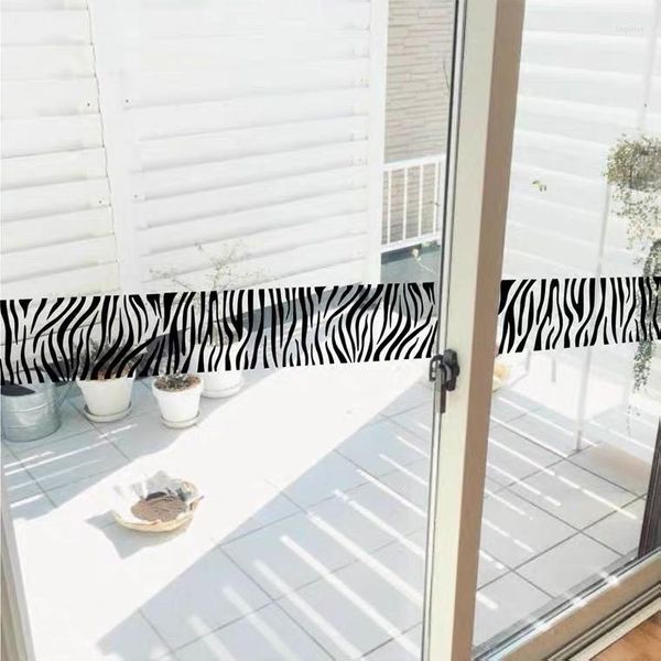 Adesivi per finestre Adesivo Zebra Pattern Glass Film Wall Giro vita Fai da te rapido Rimuovi facilmente decorazioni per la casa per porte di Windows