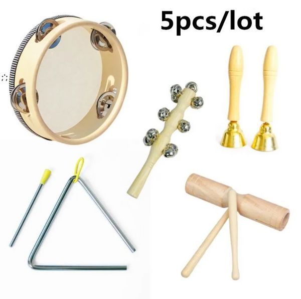 Kindergarten Party Favor Log Orff Percussion Instrument Set Kinder Spielzeug Touch Glocke Kastagnette Sand Hammer Hand Schlagen Doppel Trommel