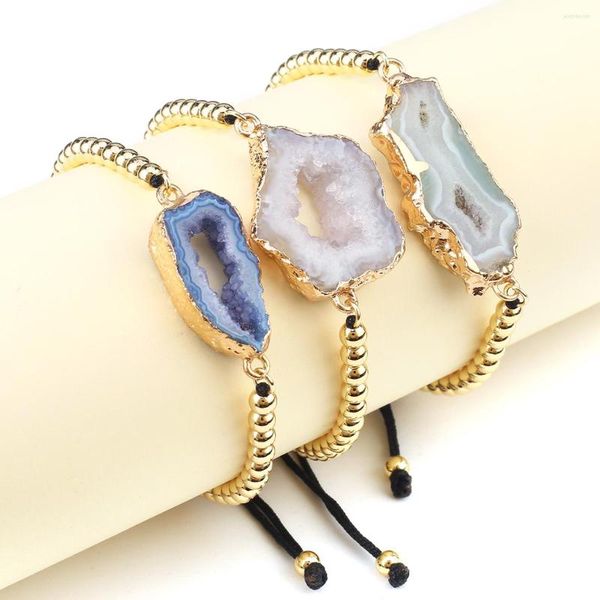 Очарование браслетов натуральное каменное браслет разъемы нерегулярная форма геод Gemstone изящные чары для ювелирных украшений