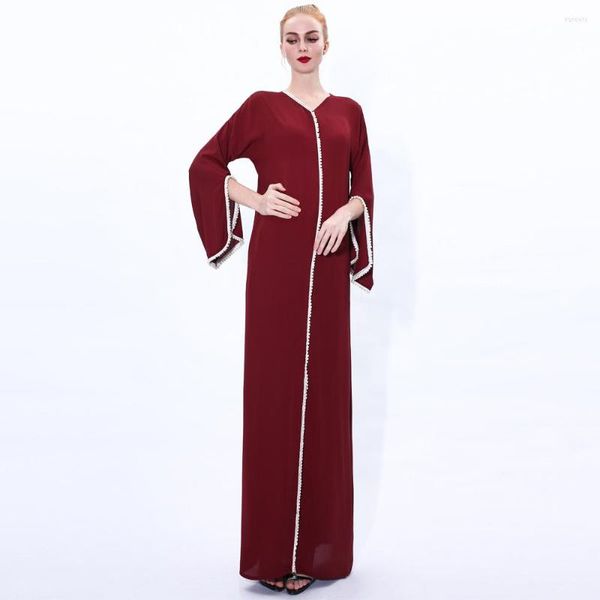 Abbigliamento etnico Abaya Dubai Abito musulmano Donna Elegante tinta unita Abiti Abbigliamento casual
