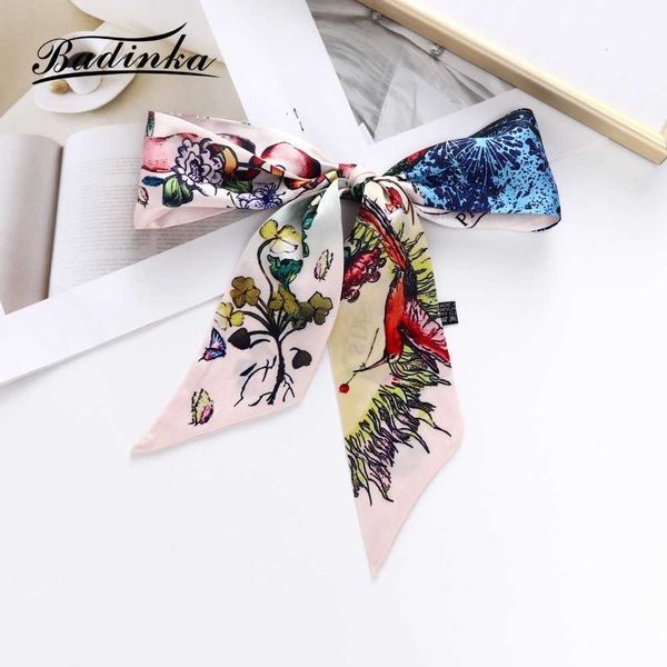 2022 New Designer Long Skinny Bag Handle Ribbon Scarf Women Luxury Elegant Stretto Silk Petite Hair Tie Sciarpe per Ladies Fulares G220513