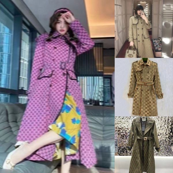 Trench da donna firmati di lusso da donna Giacca a vento con stampa di lettere del corpo Cappotto con cintura allentata Cappotto da trench lungo casual femminile B123