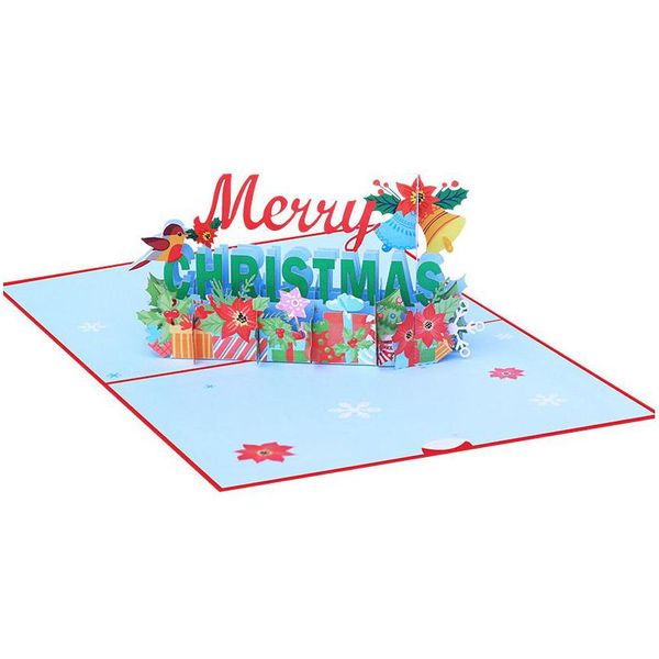 Cartões de felicitações Feliz Natal Pop -Up Card Handmade 3d Natal Gifts Drop Deliver