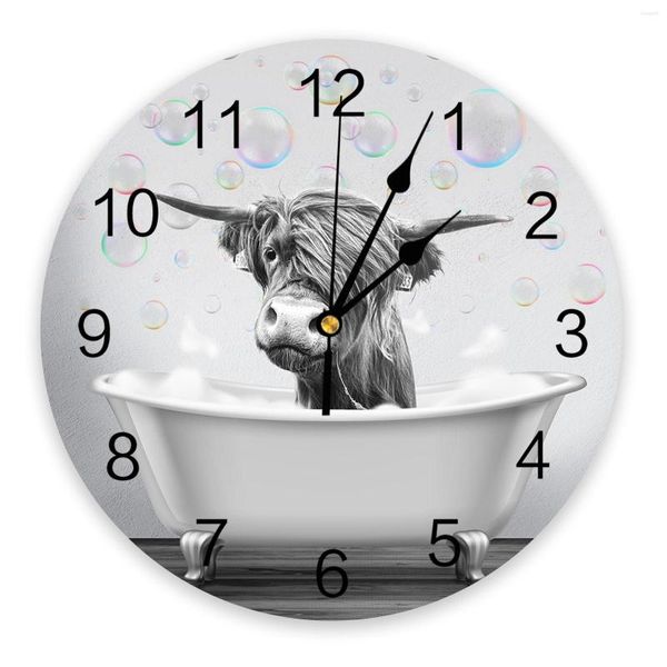 Wanduhren, Badewanne, Yak-Blase, Schwarz-Weiß-PVC-Uhr, modernes Design, Wohnzimmer-Dekoration, Heimdekoration, digital