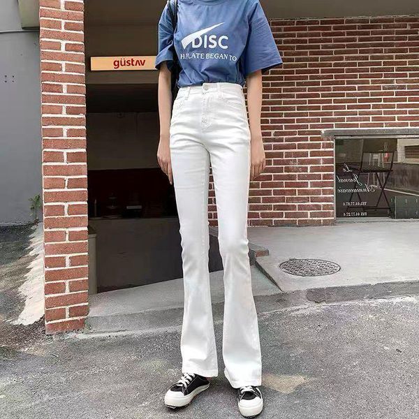 Jeans clássico novo jeans apertado mulheres casuais vintage skinny tendla flare jeans calça alta cintura alta slim brancos estiram calças