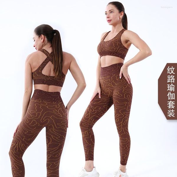 Damen-Leggings, 2-teiliges Set, Sport-BH, hohe Taille, nahtlos, für Fitnessstudio, Athletik, Yoga, Großhandel, Damen-Trainingskleidung