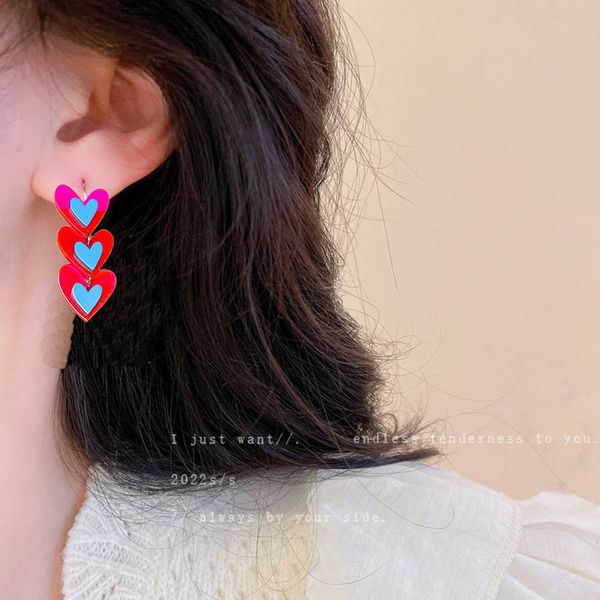 Charm Rose Red Heart Charm Acrilico Orecchini pendenti Trend Luxury Designer Long Pendientes Fashion Women Jewelry Cute Fairy Accessories AA230518