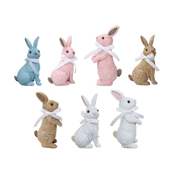 Decorações de jardim Bunny Figure Rabbit Sculpture Decoration Decoration for Backyard Desktop Art Outdoor estátua ao ar livre Figuras 230518