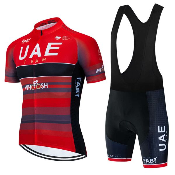 Radtrikot-Sets, Radtrikot UAE Team 2023 Set Herren Fahrradbekleidung Rennrad Shirts Anzug Fahrrad Trägerhose MTB Ropa Maillot Cyclisme P230519