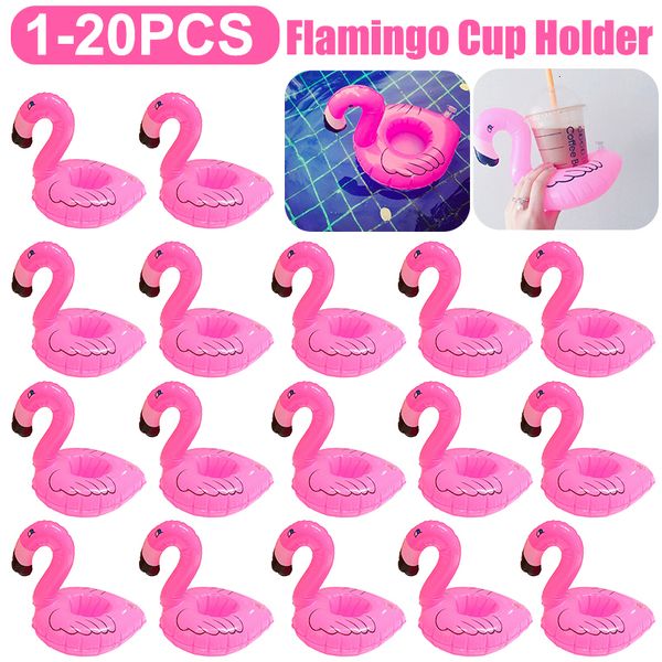 Şişme şamandıralar tüpler 1-20 PCS tropikal flamingo parti dekorasyon fincan tutucu PVC su şamandırası Yetişkinler için şişme içecek fincanı havuz içecek tepsi dekor 230518