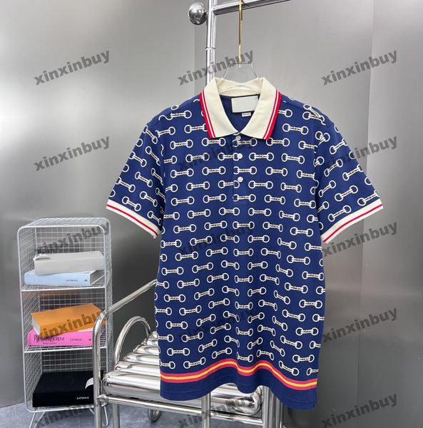 Xinxinbuy Мужчины дизайнерская футболка футболка 23ss защелка для ремня печать с коротким рукавом хлопковые женщины черный белый синий s-xl