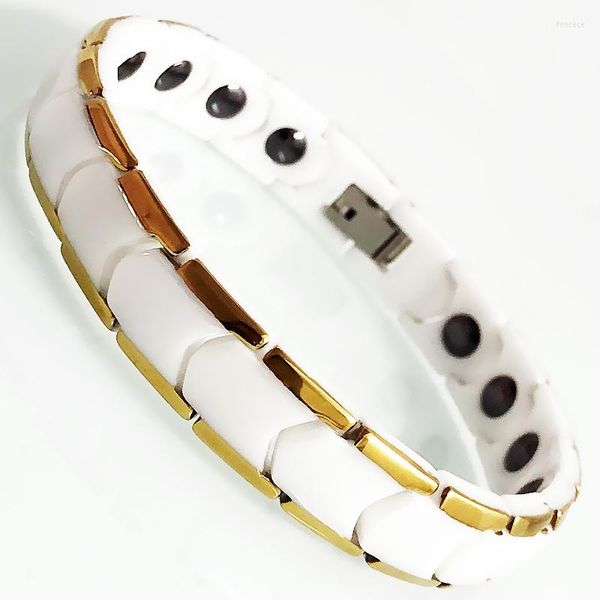 Link Bracciali Bianco Caramic Uomo Polso Energy Health Care Terapia al germanio Bracciale magnetico Uomo Donna Gioielli Bangle Catena a mano