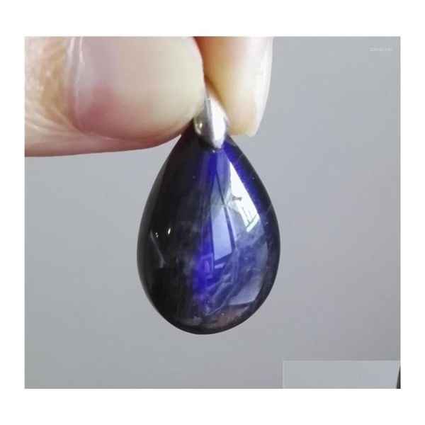 Collane con ciondolo Genuine Strong Blue Light Natural Labradorite Donna Uomo Crystal Water Drop Bead Collana Fashion 23X16X6Mm Deliver Dhms8